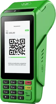 Maquininha Ton T3 Smart, com tela touch, vista de lado